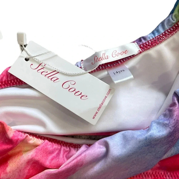 Stella Cove Pink Tie Dye One Shoulder Bikini Swimsuit 14 - Picture 2 of 2